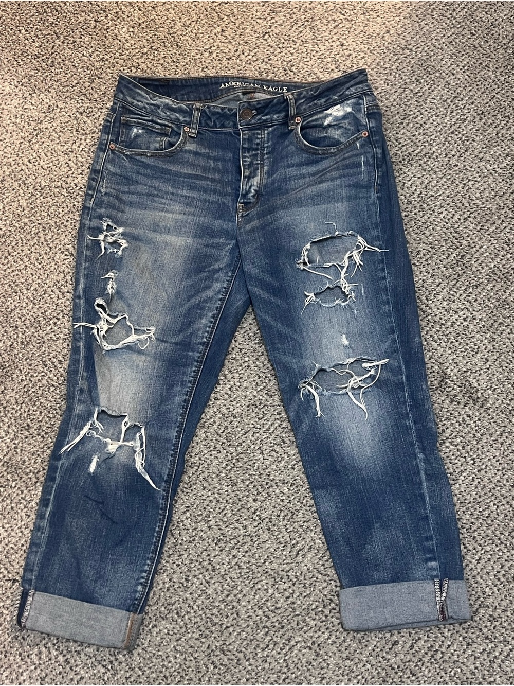 American Eagle Outfitters Distressed Blue Boyfriend Jeans